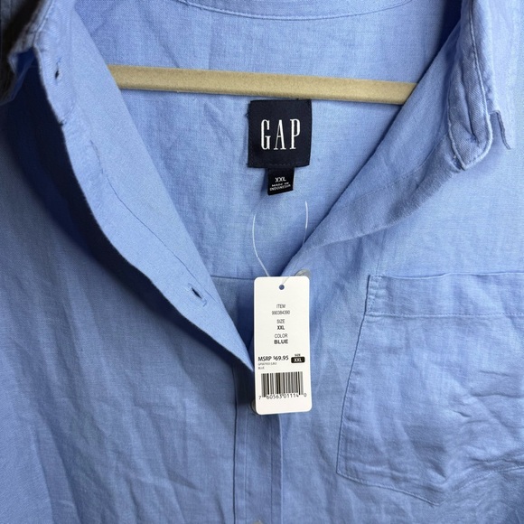 NWT GAP Linen Blend Light Blue Button-Down Top Women’s Size XXL - Picture 2 of 7